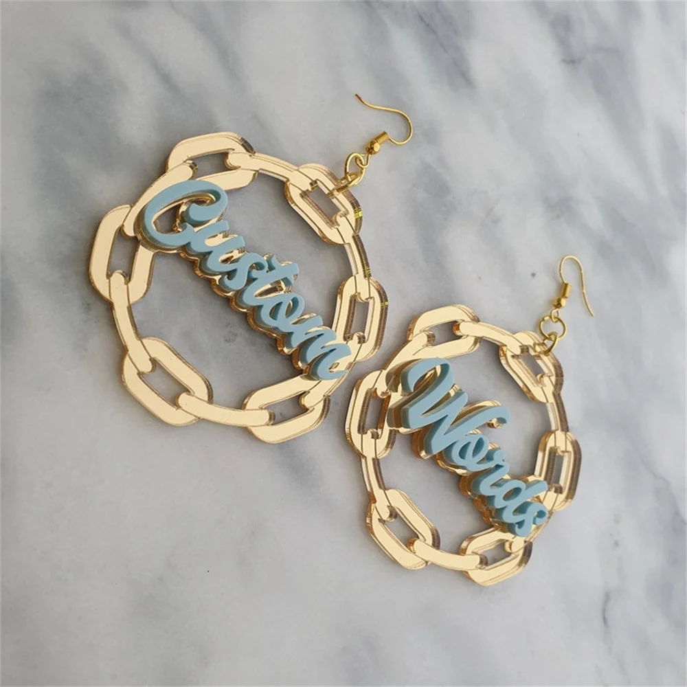 Customized Name Earrings Big Hoop Earrings Custom Acrylic Laser Earrings DIY Font Earrings For Women Party Hiphop Jewelry Gift
Customized Name Earrings Big Hoop Earrings Custom Acrylic Laser Earrings DIY Font Earrings For Women Party Hiphop Jewelry Gift