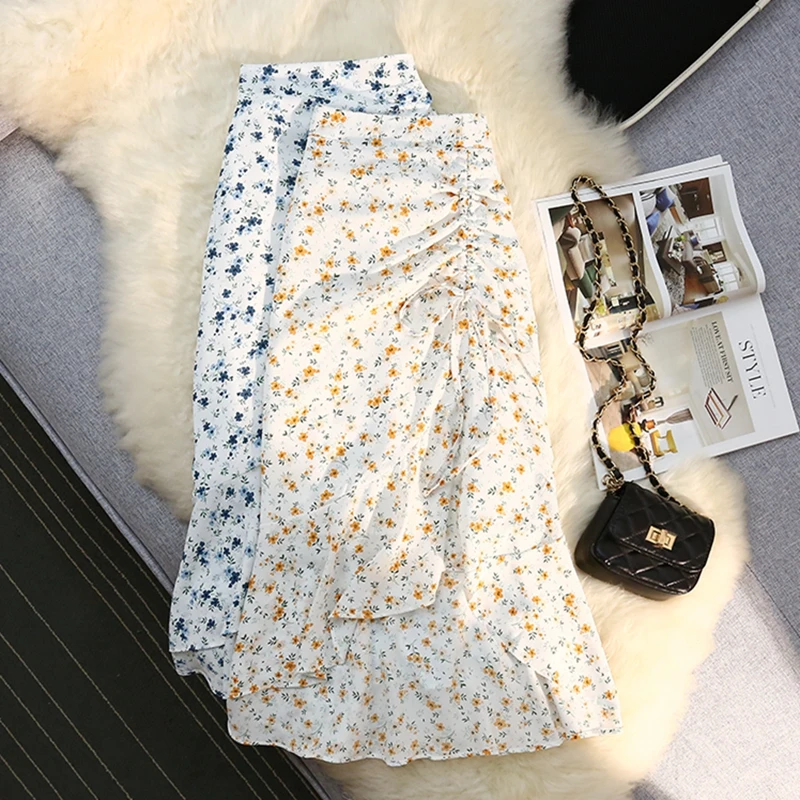Flower Print Chiffon Irregular Trumpet Mermaid Skirt Women Korean Fashion High Waist Shirring Spring Summer Long Skirt Midi
Flower Print Chiffon Irregular Trumpet Mermaid Skirt Women Korean Fashion High Waist Shirring Spring Summer Long Skirt Midi
