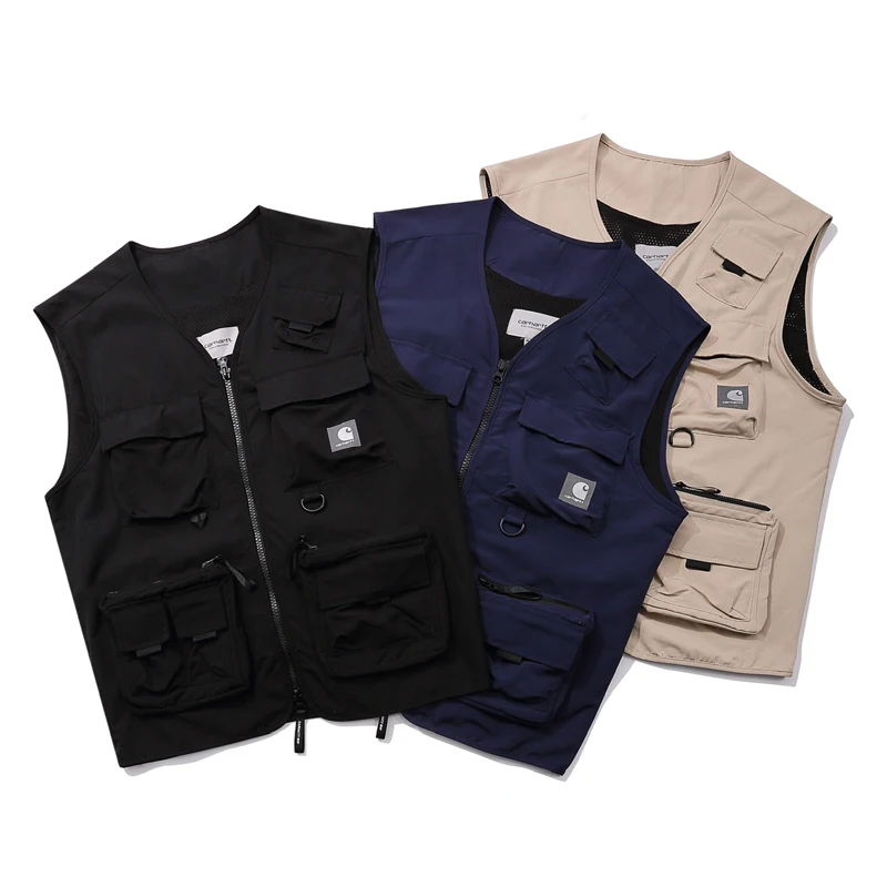 

Carhartt Wip Fashion Functional 3 Color Tactical Military Style Men's Women's Loose Multi Pocket Work Clothes Vest Zipper Jacket