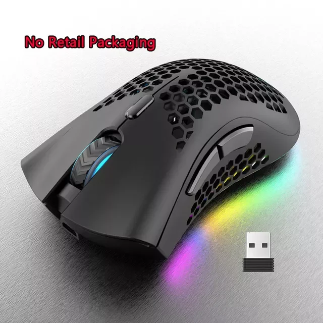 Wireless Gaming Mouse 1600 DPI Adjustable RGB Backlit Rechargeable Mouse Lightweight Honeycomb Shell Gamer Mice
Wireless Gaming Mouse 1600 DPI Adjustable RGB Backlit Rechargeable Mouse Lightweight Honeycomb Shell Gamer Mice