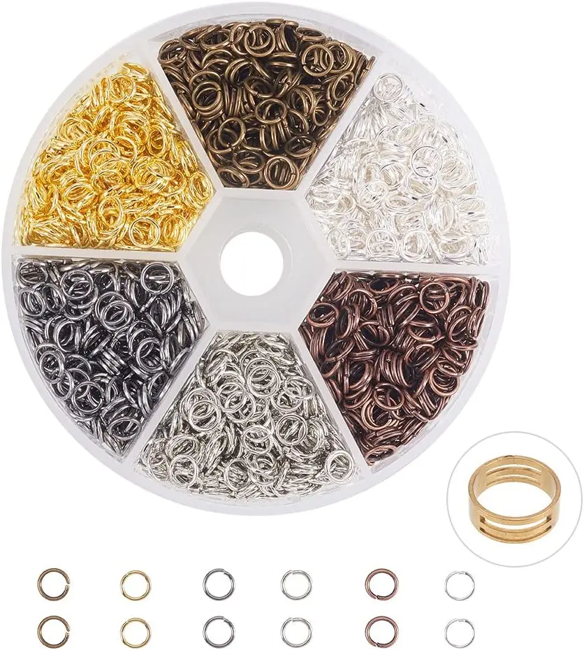 

1 Box 6 Colors 3000pcs 5mm Small Open Jump Ring & Ring Jewelry Keychain Making from with 1 pc Jump Ring Open/Close Tool