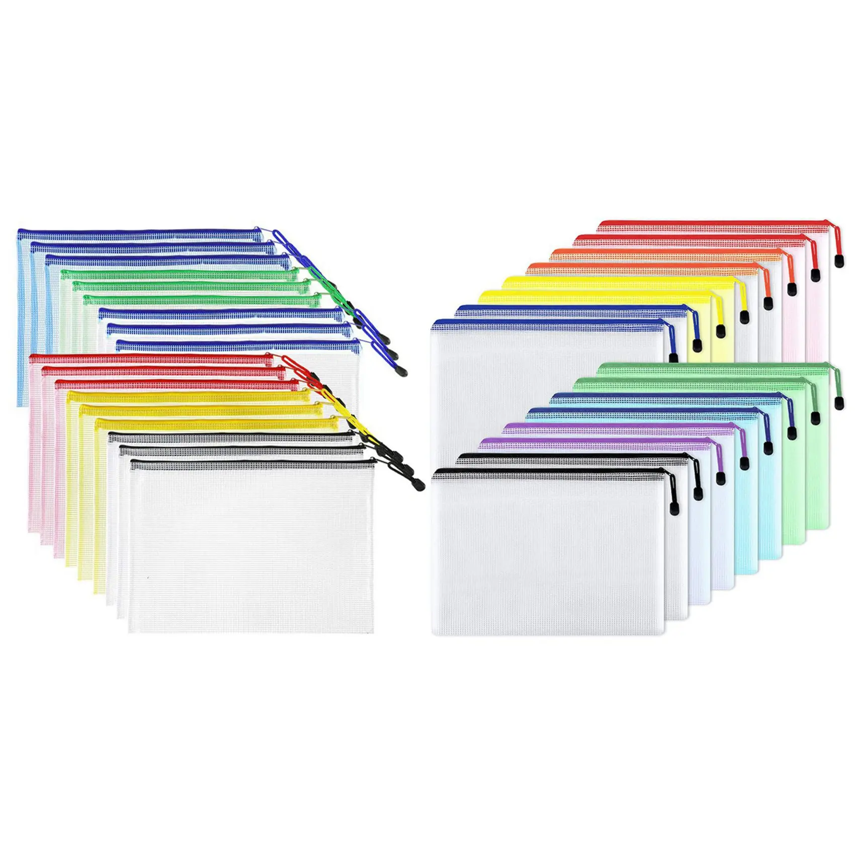 34 Pcs Mesh Zipper Pouch Document Bag,Waterproof Zip File Folders, 18 Pcs A & 16 Pcs B
34 Pcs Mesh Zipper Pouch Document Bag,Waterproof Zip File Folders, 18 Pcs A & 16 Pcs B