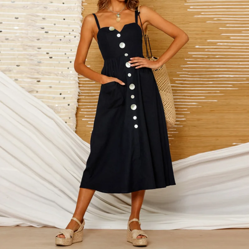 Summer Casual Beach Dress 2021 New Sundress Sexy Spaghetti Strap V-neck Off Shoulder Women Midi Dress Bohemian Vestidos Black
Summer Casual Beach Dress 2021 New Sundress Sexy Spaghetti Strap V-neck Off Shoulder Women Midi Dress Bohemian Vestidos Black