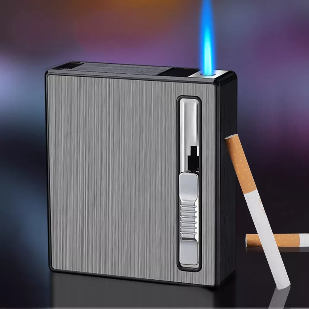Metal 20Pcs Cigarettes Holder Case Windproof Straight Jet Flame Cigarette Lighter Automatic Bounce Smoke Gas Lighter Men Gadgets
Metal 20Pcs Cigarettes Holder Case Windproof Straight Jet Flame Cigarette Lighter Automatic Bounce Smoke Gas Lighter Men Gadgets