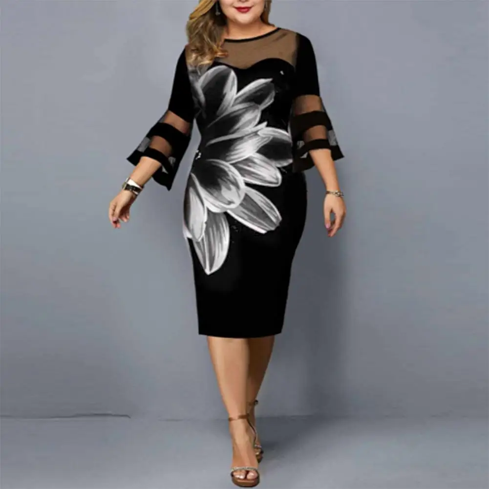 Fashion Bodycon Dress Women Dress O Neck Floral Print Mesh Patchwork Bodycon Dress Comfortable
Fashion Bodycon Dress Women Dress O Neck Floral Print Mesh Patchwork Bodycon Dress Comfortable