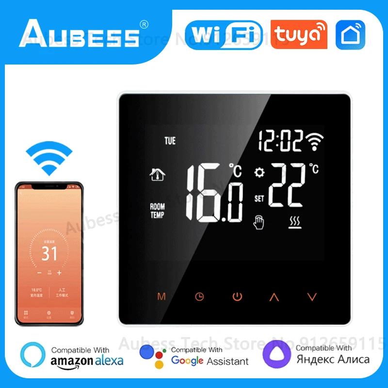 Умный термостат AUBESS Tuya, Wi-Fi контроллер температуры для нагрева пола, воды и газа, для Alice Alexa Google Home
Умный термостат AUBESS Tuya, Wi-Fi контроллер температуры для нагрева пола, воды и газа, для Alice Alexa Google Home