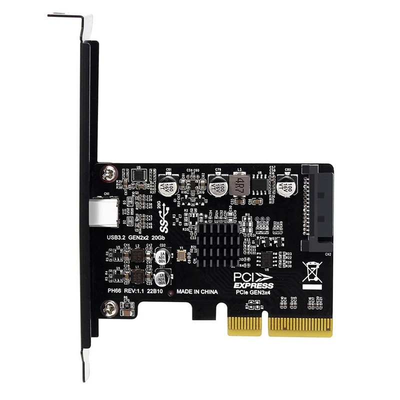 PCIE To Type C USB3.2 Expansion Card PCI Express X4 To Typec Gen2x2 20Gbps Drive Free Adapter Card For PC Desktop
PCIE To Type C USB3.2 Expansion Card PCI Express X4 To Typec Gen2x2 20Gbps Drive Free Adapter Card For PC Desktop