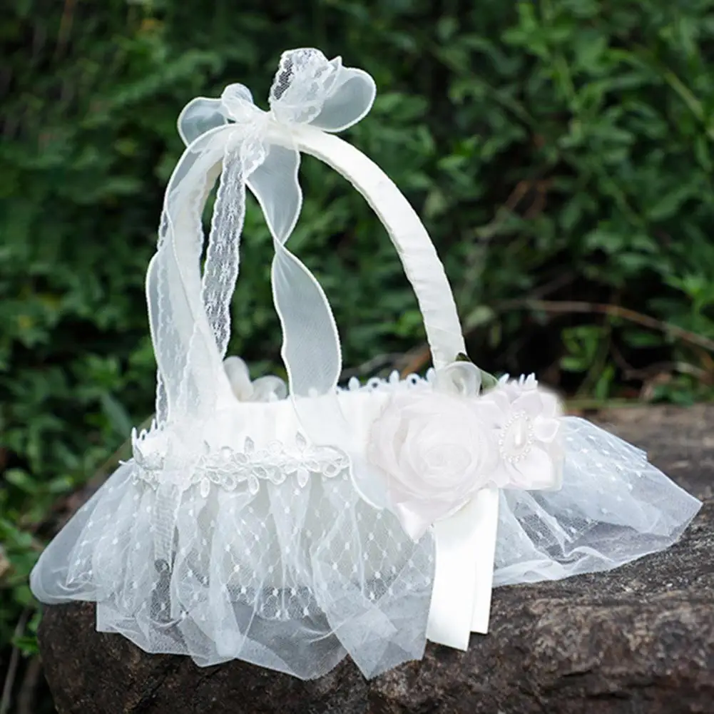New in Flower Basket with Handle Romantic Fabric Art Mini White Wedding Flower Girl Handheld Basket Scene Layout Prop
New in Flower Basket with Handle Romantic Fabric Art Mini White Wedding Flower Girl Handheld Basket Scene Layout Prop