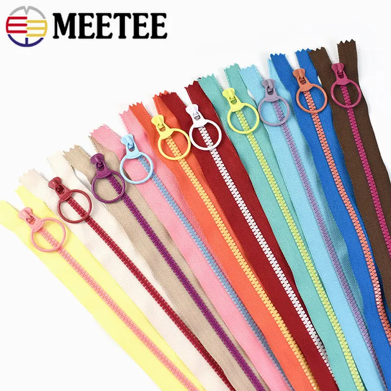 

Meetee 10/20Pcs 3# 15-40cm Resin Zippers O Ring Zip Slider Closed End Zips for Sewing Bags Wallet Purse Clothes Accessories
