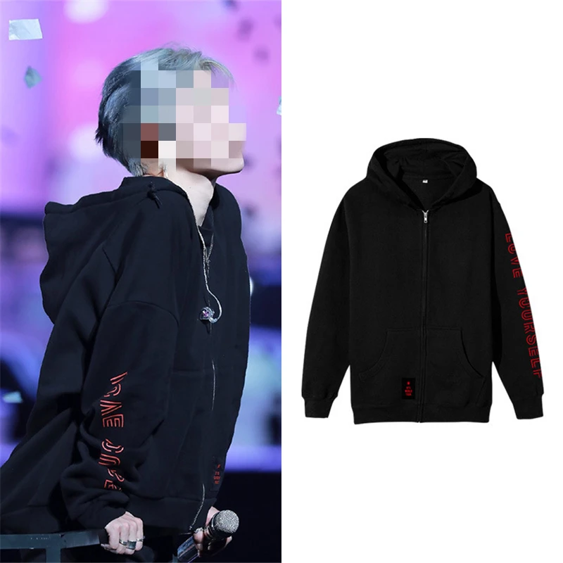 Bangtan Boys LOVE YOURSELF concert with the same zipper hooded plus velvet cardigan jacket
Bangtan Boys LOVE YOURSELF concert with the same zipper hooded plus velvet cardigan jacket