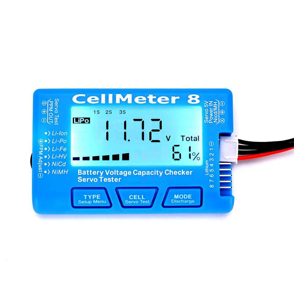 CellMeter 8 Battery Voltage Capacity Checker Balance Discharger Servo Tester for Drone
CellMeter 8 Battery Voltage Capacity Checker Balance Discharger Servo Tester for Drone