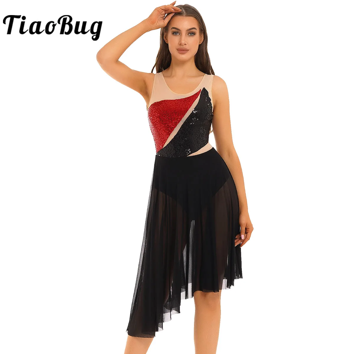 Shiny Sequins Ballet Dance Dress Women Adult Sleeveless Asymmetric Hem Mesh Lyrical Dance Costume Contemporary Leotard Dancewear
Shiny Sequins Ballet Dance Dress Women Adult Sleeveless Asymmetric Hem Mesh Lyrical Dance Costume Contemporary Leotard Dancewear