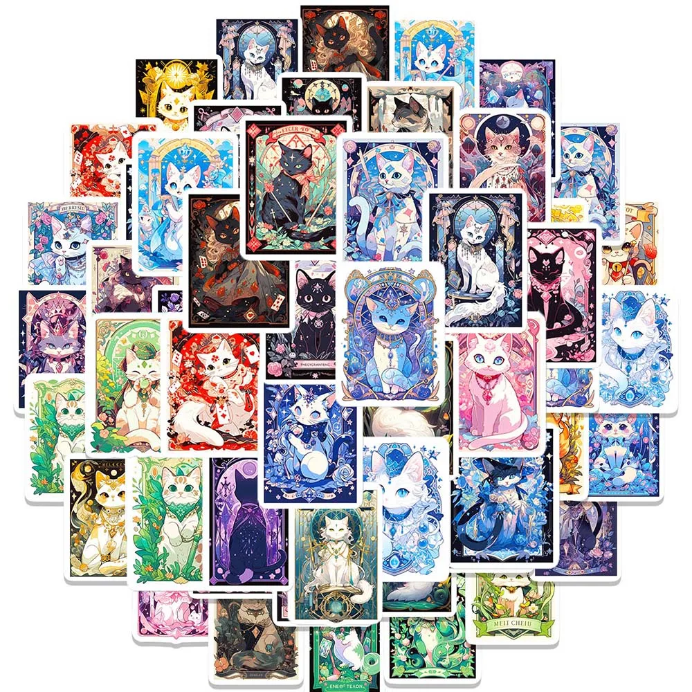 10/50Pcs Cartoon Cat Tarot Cards Aesthetic Varied Stickers Pack for Kids Travel Luggage Laptop Helmet Decoration Graffiti Decals
10/50Pcs Cartoon Cat Tarot Cards Aesthetic Varied Stickers Pack for Kids Travel Luggage Laptop Helmet Decoration Graffiti Decals