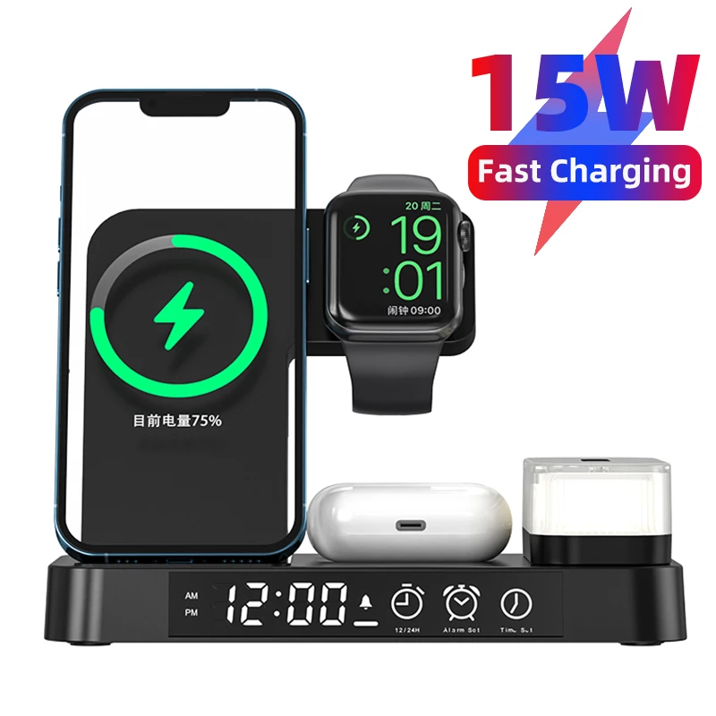 Беспроводное зарядное устройство 3 в 1, 15 Вт, для iPhone 14, 13, 11, Apple Watch
Беспроводное зарядное устройство 3 в 1, 15 Вт, для iPhone 14, 13, 11, Apple Watch