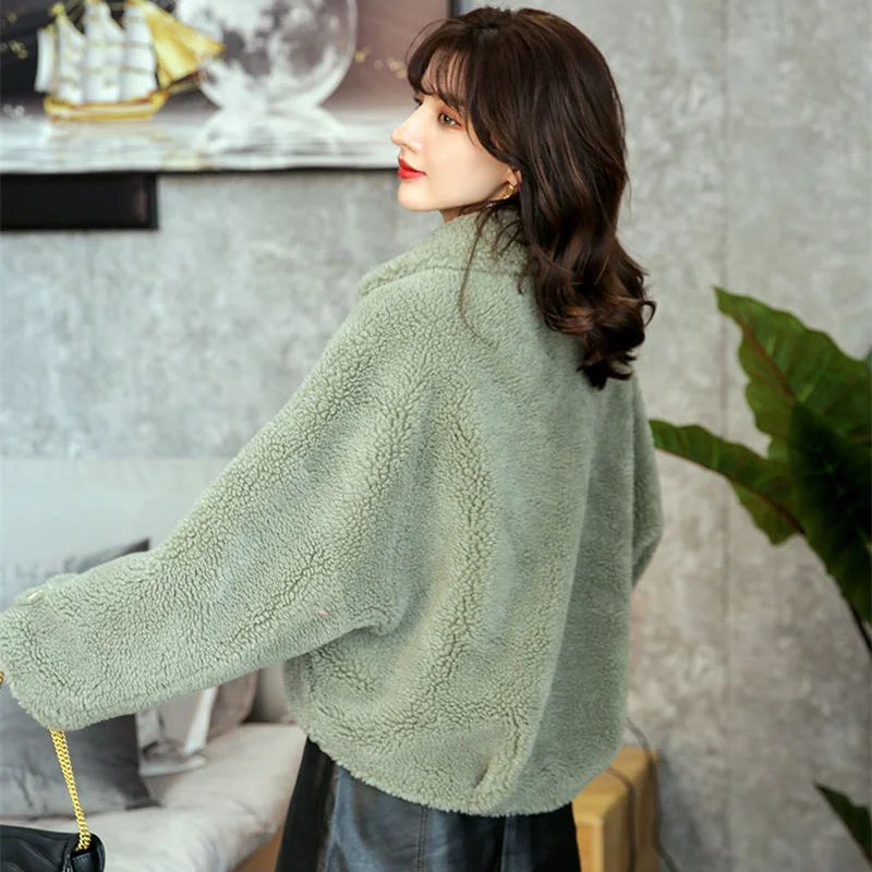 Short Fashion Faux Lambswool Jacket Female Autumn Winter Thick Warm Outerwear Casual Loose Women Sheep Shearing Fur Coat
Short Fashion Faux Lambswool Jacket Female Autumn Winter Thick Warm Outerwear Casual Loose Women Sheep Shearing Fur Coat