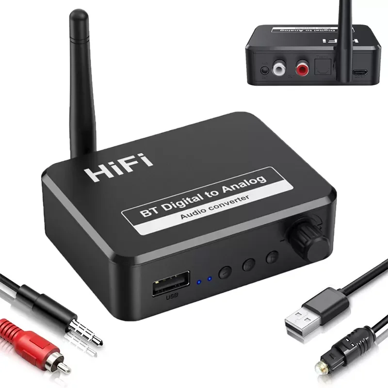 Digital to Analog Audio DAC Converter Adapter Digital SPDIF Optical Toslink to 3.5mm 3.5 AUX Jack RCA L/R Bluetooth 5.0 Receiver 
Digital to Analog Audio DAC Converter Adapter Digital SPDIF Optical Toslink to 3.5mm 3.5 AUX Jack RCA L/R Bluetooth 5.0 Receiver