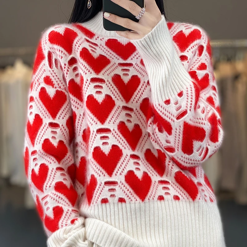 100% Merino Cashmere Women's Half Turtleneck Pullover Fashion Korean Embroidery Top Autumn/Winter Heavy Sweater Top
100% Merino Cashmere Women's Half Turtleneck Pullover Fashion Korean Embroidery Top Autumn/Winter Heavy Sweater Top
