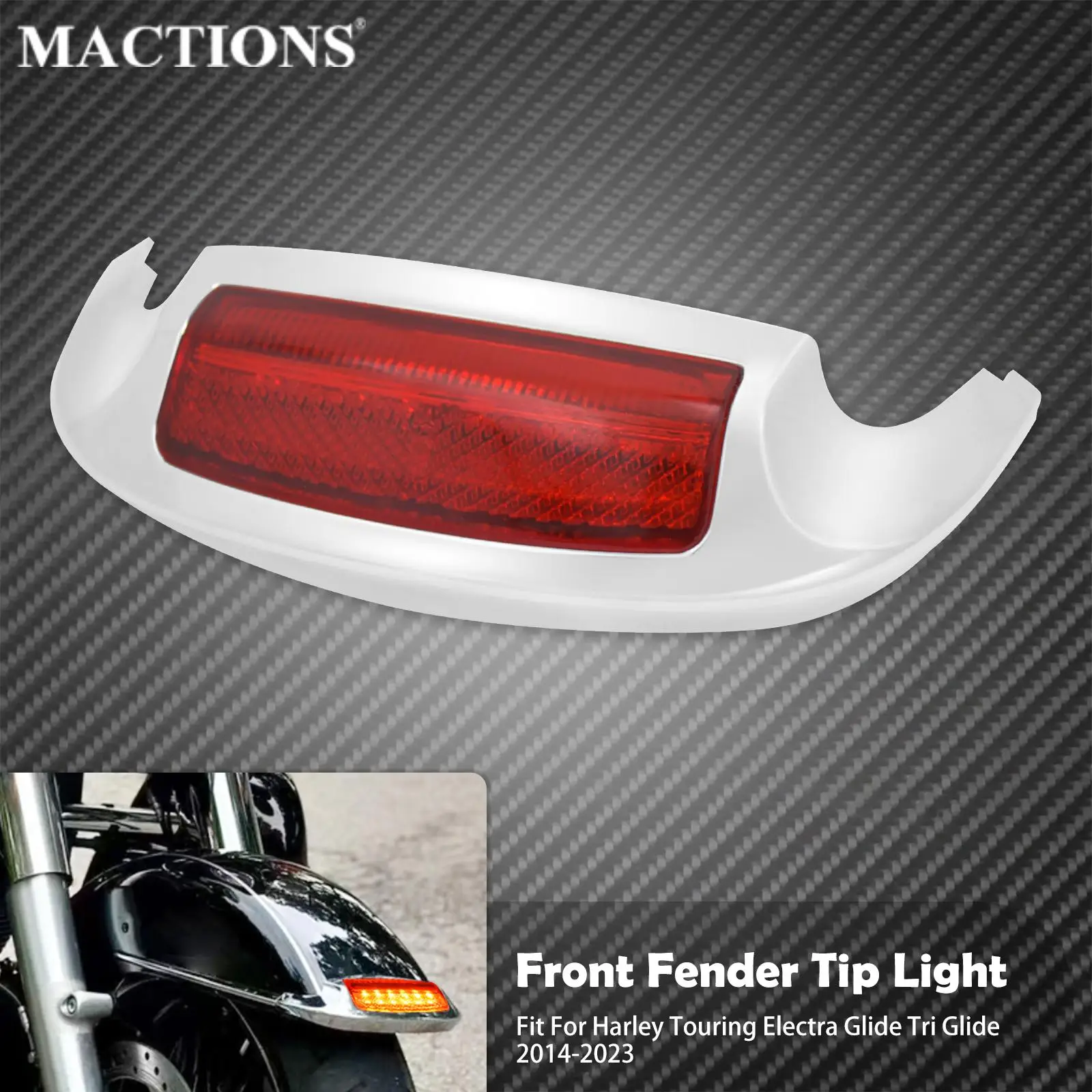 

Motorcycle Front Fender Tip LED Light Lamp Red Lens For Harley Touring Electra Glide Ultra Limited FLHTK 2014-2022 Standard FLHT