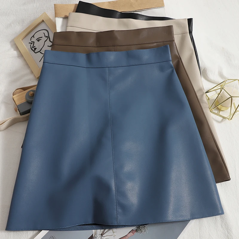 Temperament solid color A-line skirt women's autumn new style PU Korean style bag hip high waist short skirt trend
Temperament solid color A-line skirt women's autumn new style PU Korean style bag hip high waist short skirt trend