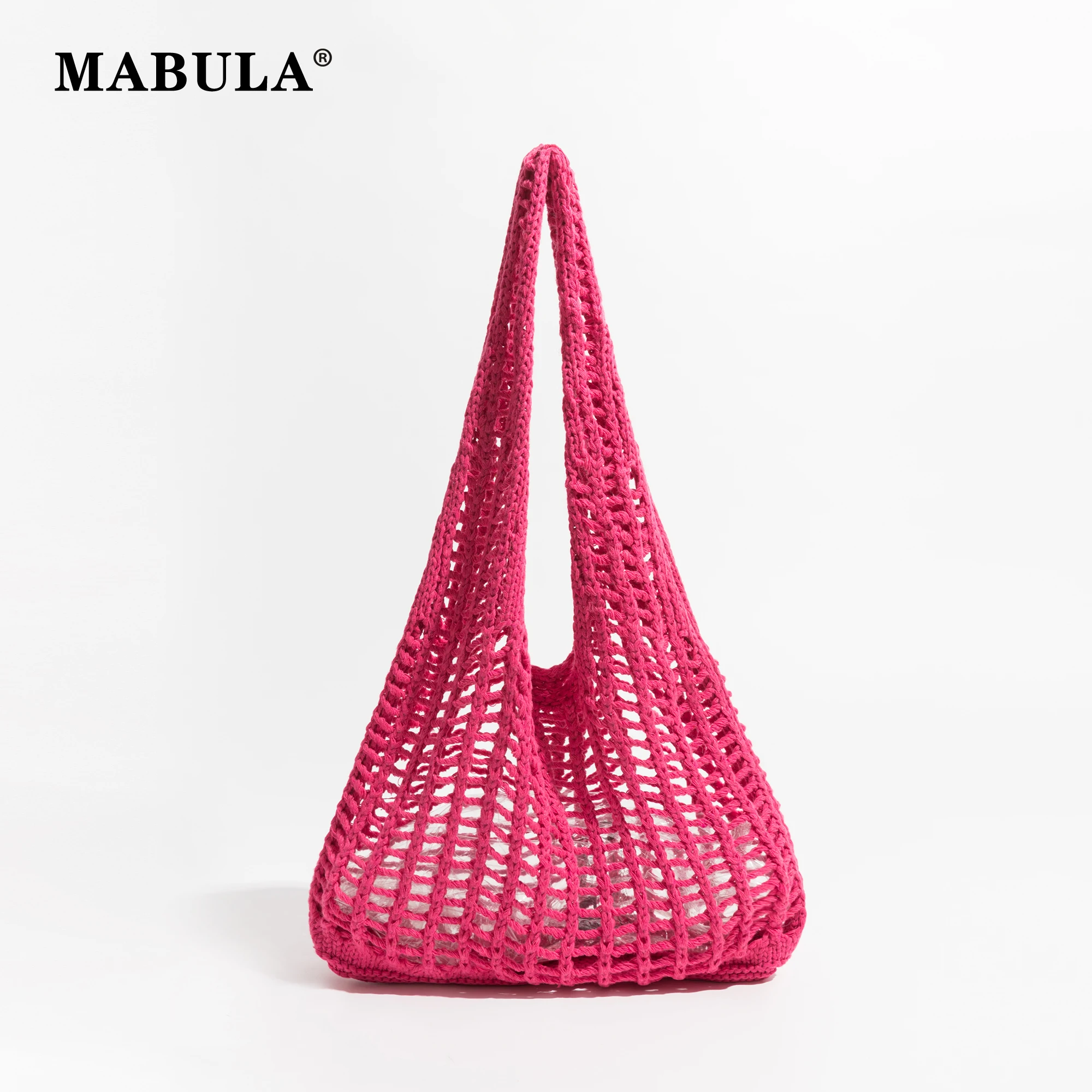 MABULA Handmade Knitting Shopping Bag For Women Hollow Out Cotton Tote Bags Crocheted Beach Purse For Female Cute Hobo Bag
MABULA Handmade Knitting Shopping Bag For Women Hollow Out Cotton Tote Bags Crocheted Beach Purse For Female Cute Hobo Bag