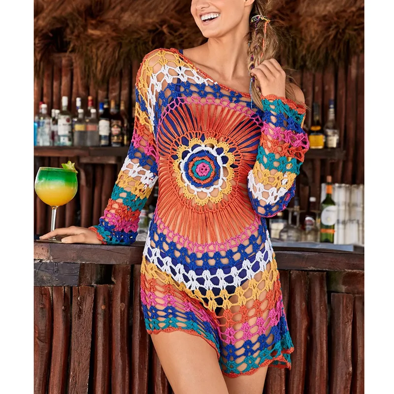 Bikini Coverup Boho Beach Dress 2022 New Sexy Beachwear Color Loose Knitting Cover Ups For Swimwear Women
Bikini Coverup Boho Beach Dress 2022 New Sexy Beachwear Color Loose Knitting Cover Ups For Swimwear Women