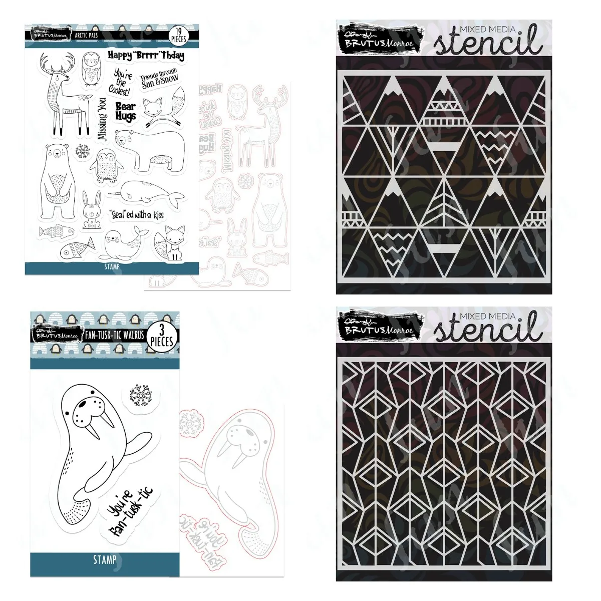 

Petite Pines Mixed Media Layering Stencils Stamps and Metal Cutting Dies Sets DIY Craft Making Greeting Card Scrapbooking Decor