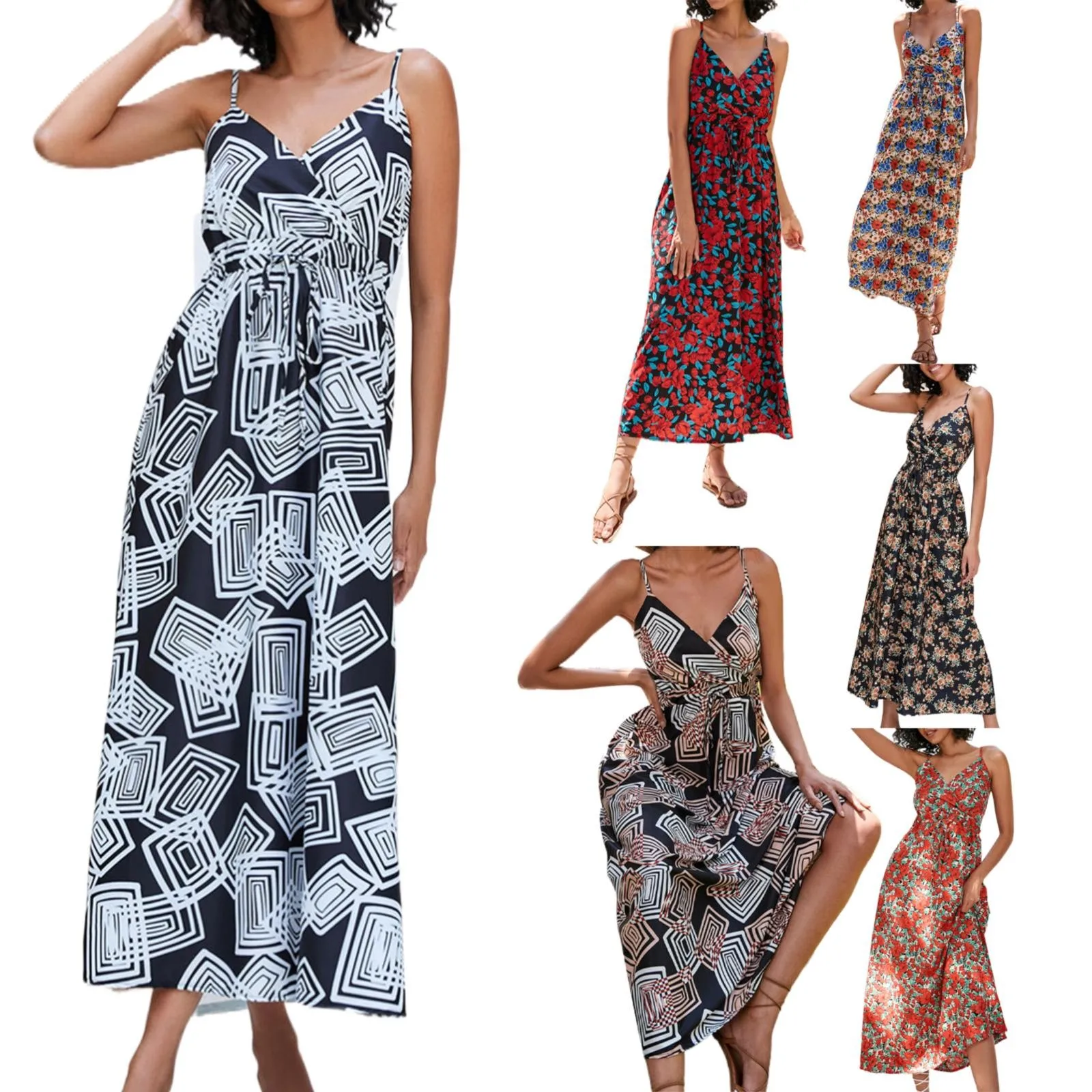 Summer Print Closed Waist Mid Length Suspender Dress For Women Printed A Line Dresses for Women
Summer Print Closed Waist Mid Length Suspender Dress For Women Printed A Line Dresses for Women