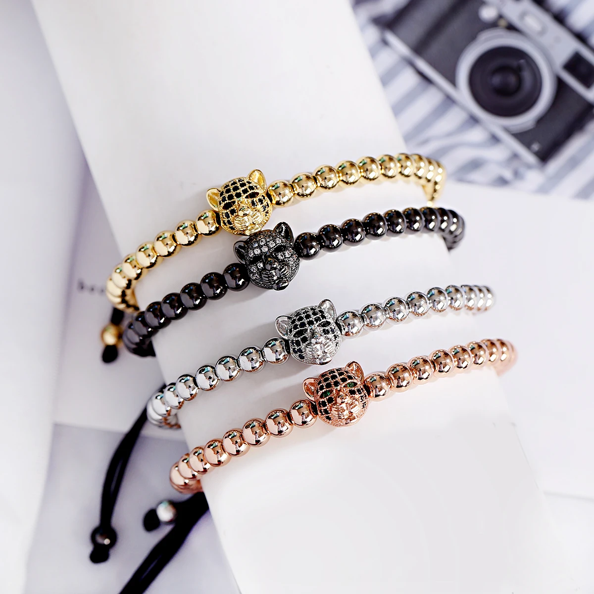 5MM Gold Color 4 Style Leopard Beads Bracelet For Men Women Copper Beads Classic Metal Adjustable Handmade Chain Bangle
5MM Gold Color 4 Style Leopard Beads Bracelet For Men Women Copper Beads Classic Metal Adjustable Handmade Chain Bangle