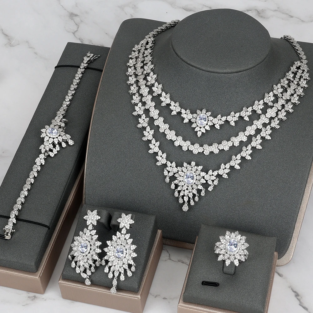 TIRIM Dubai Luxury Elegant Bridal Necklace Set for Women Cubic Zirconia Trendy Wedding Jewelry Sets For Brides Accessories Color
TIRIM Dubai Luxury Elegant Bridal Necklace Set for Women Cubic Zirconia Trendy Wedding Jewelry Sets For Brides Accessories Color