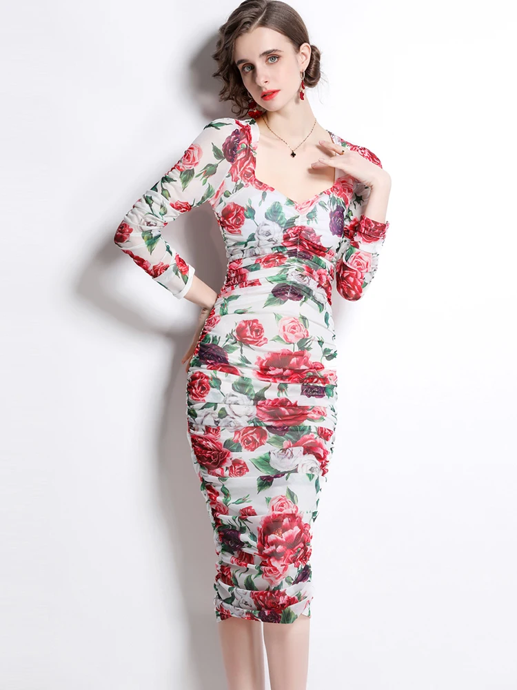 Fitaylor Spring Summer Women Square Collar Puff Sleeve Sheath Stretch Folds Mesh Dress Fashion Casual Runway Flower Dresses
Fitaylor Spring Summer Women Square Collar Puff Sleeve Sheath Stretch Folds Mesh Dress Fashion Casual Runway Flower Dresses