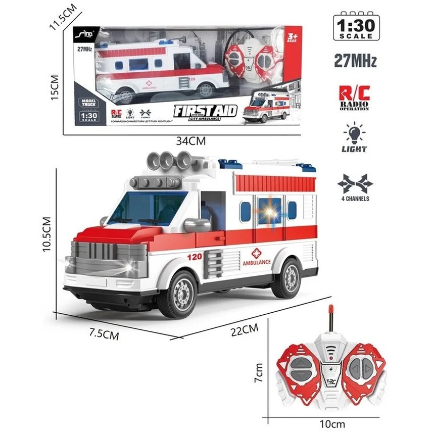 

Радиоуправляемые автомобили-грузовики со светильник кой, больничные спасательные машины скорой помощи, грузовики, игрушки для мальчиков, п...