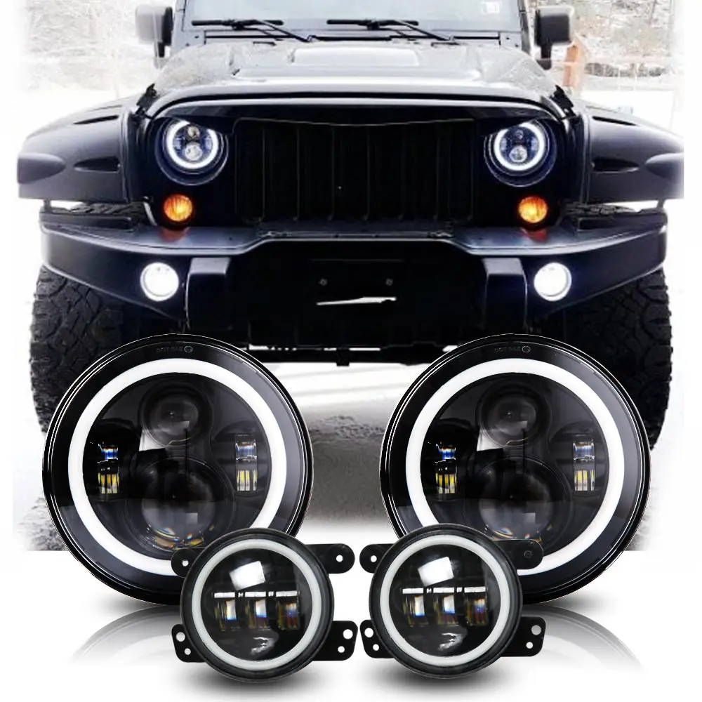 7 Inch LED Halo Headlights with Turn Signal Amber DRL White+ 4 '' Halo Fog Lights for Jeep Wrangler 1997-2017 JK JKU TJ LJ
7 Inch LED Halo Headlights with Turn Signal Amber DRL White+ 4 '' Halo Fog Lights for Jeep Wrangler 1997-2017 JK JKU TJ LJ