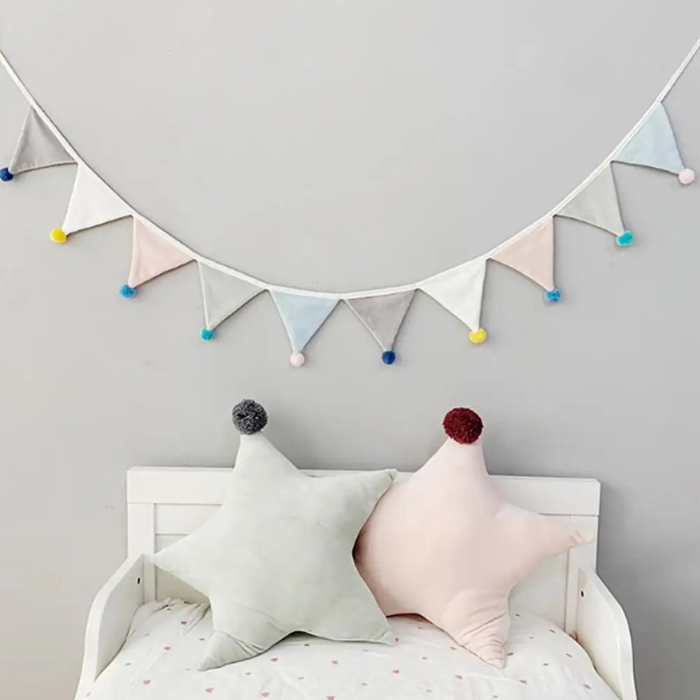 245cm Pennant Flannel Bunting Banner Hanging Flags String with Plush Balls Kids Garland Party Room Decoration
245cm Pennant Flannel Bunting Banner Hanging Flags String with Plush Balls Kids Garland Party Room Decoration