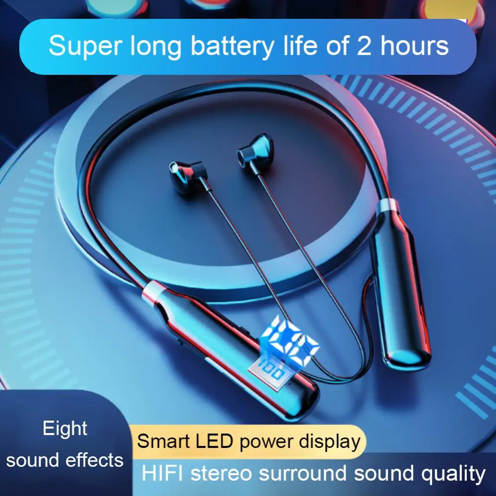 

2023 Led Display Earbud For Xiaomi Huawei Iphone Bluetooth Neckband Magnetic Earphones With Mic Headphones Noise Cancelling