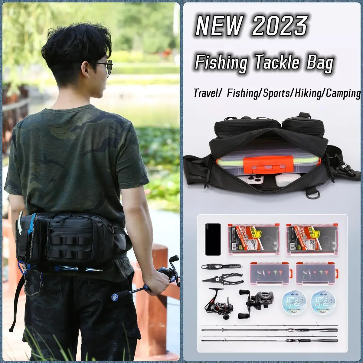 Multi-Functional Fishing Tackle Bag, Waist Pack with Rod Holder, Waterproof Shoulder Bags, Fishing Tools Storage
Multi-Functional Fishing Tackle Bag, Waist Pack with Rod Holder, Waterproof Shoulder Bags, Fishing Tools Storage