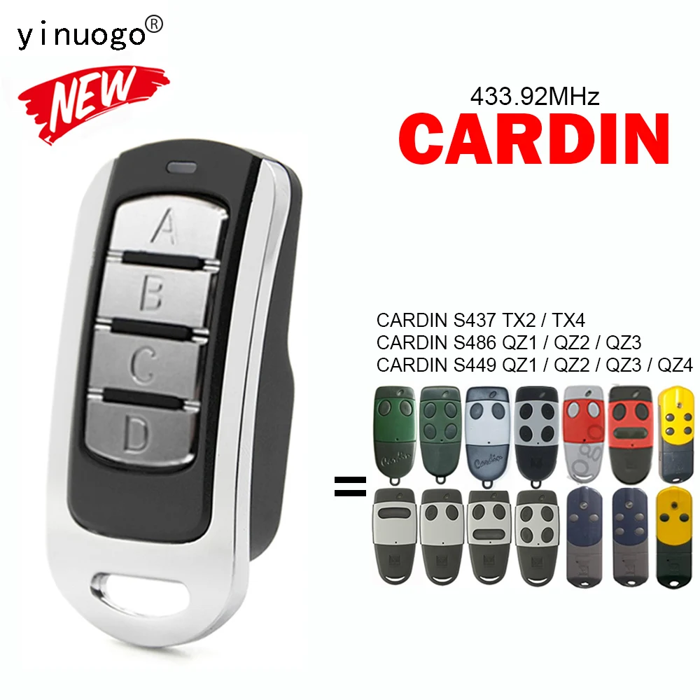 CARDIN S437 TX2 TX4 S486 QZ1 QZ2 QZ3 S449 QZ4 Garage Remote Control 433MHz Garage Door Opener Remote Control Gate Opener Command
CARDIN S437 TX2 TX4 S486 QZ1 QZ2 QZ3 S449 QZ4 Garage Remote Control 433MHz Garage Door Opener Remote Control Gate Opener Command