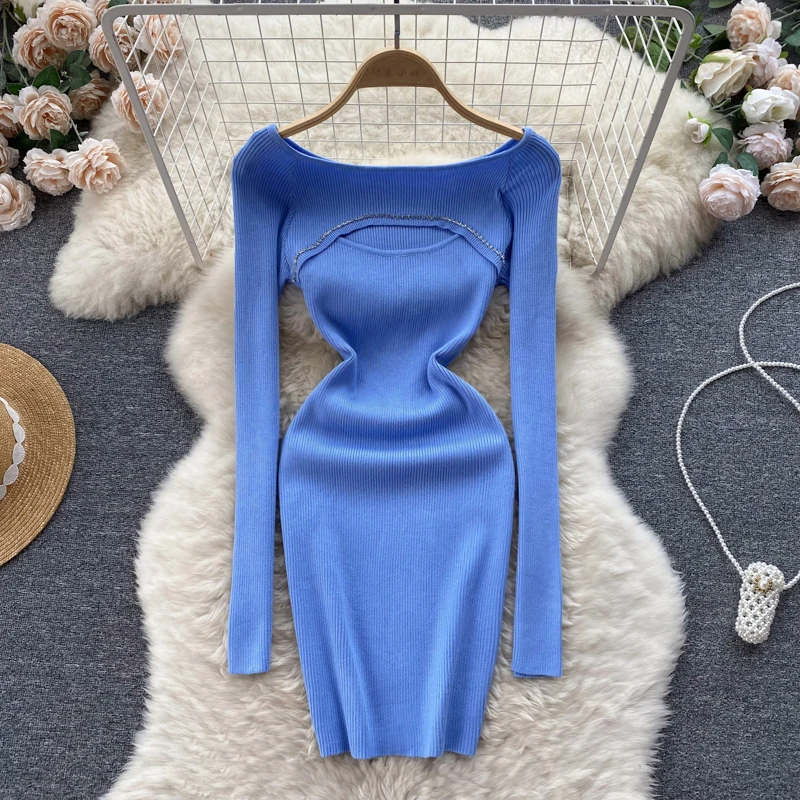 Women Chic Hollow Long Sleeve Bodycon Dress Sexy Evening Party Elegant Fashion Knit Sequins Vestidos Elastic Slim Pencil Robe
Women Chic Hollow Long Sleeve Bodycon Dress Sexy Evening Party Elegant Fashion Knit Sequins Vestidos Elastic Slim Pencil Robe