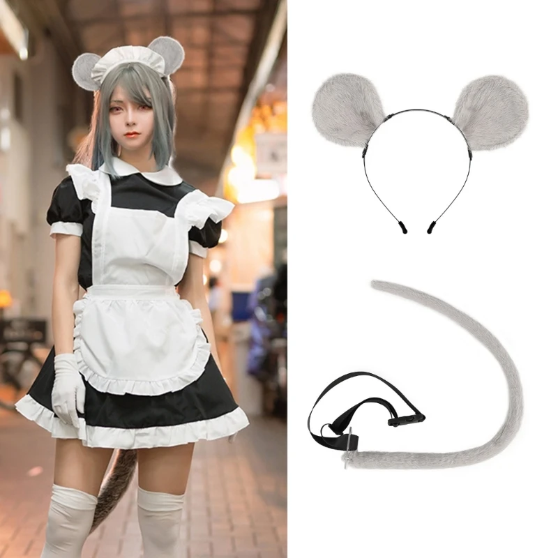 2Pieces Mouse Cat Wolf Tail Ears Headband Set Halloween Christmas Fancy-Party Costume Toy Gift for Woman Men Cosplay T8DE
2Pieces Mouse Cat Wolf Tail Ears Headband Set Halloween Christmas Fancy-Party Costume Toy Gift for Woman Men Cosplay T8DE