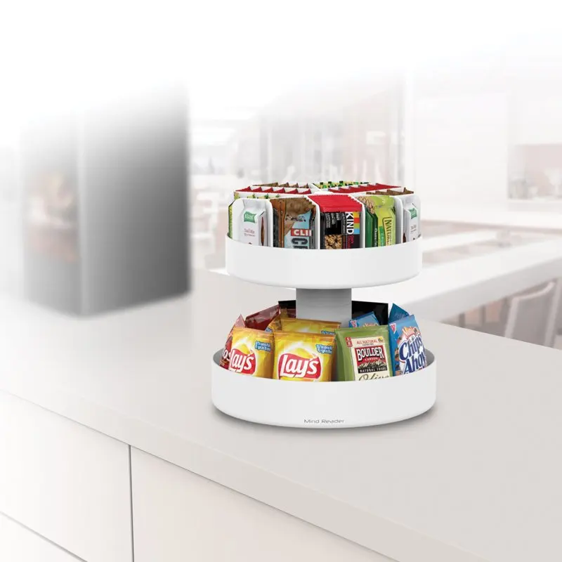 Chic White Tier Lazy Susan Snack and Granola Bar Organizer for Home, Office, and Breakroom
Chic White Tier Lazy Susan Snack and Granola Bar Organizer for Home, Office, and Breakroom
