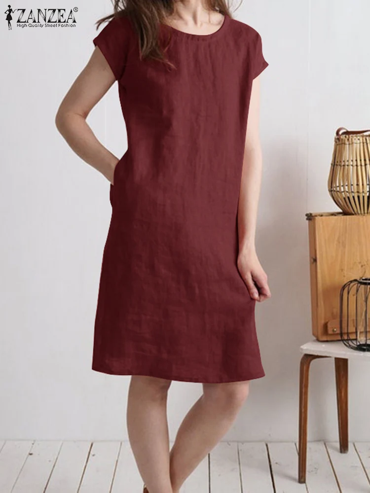 ZANZEA Casual Short Sleeve Knee-length Vestidos Vintage Solid Dress Women Summer Sundress Female Cotton Holiday Party Dress 2023
ZANZEA Casual Short Sleeve Knee-length Vestidos Vintage Solid Dress Women Summer Sundress Female Cotton Holiday Party Dress 2023