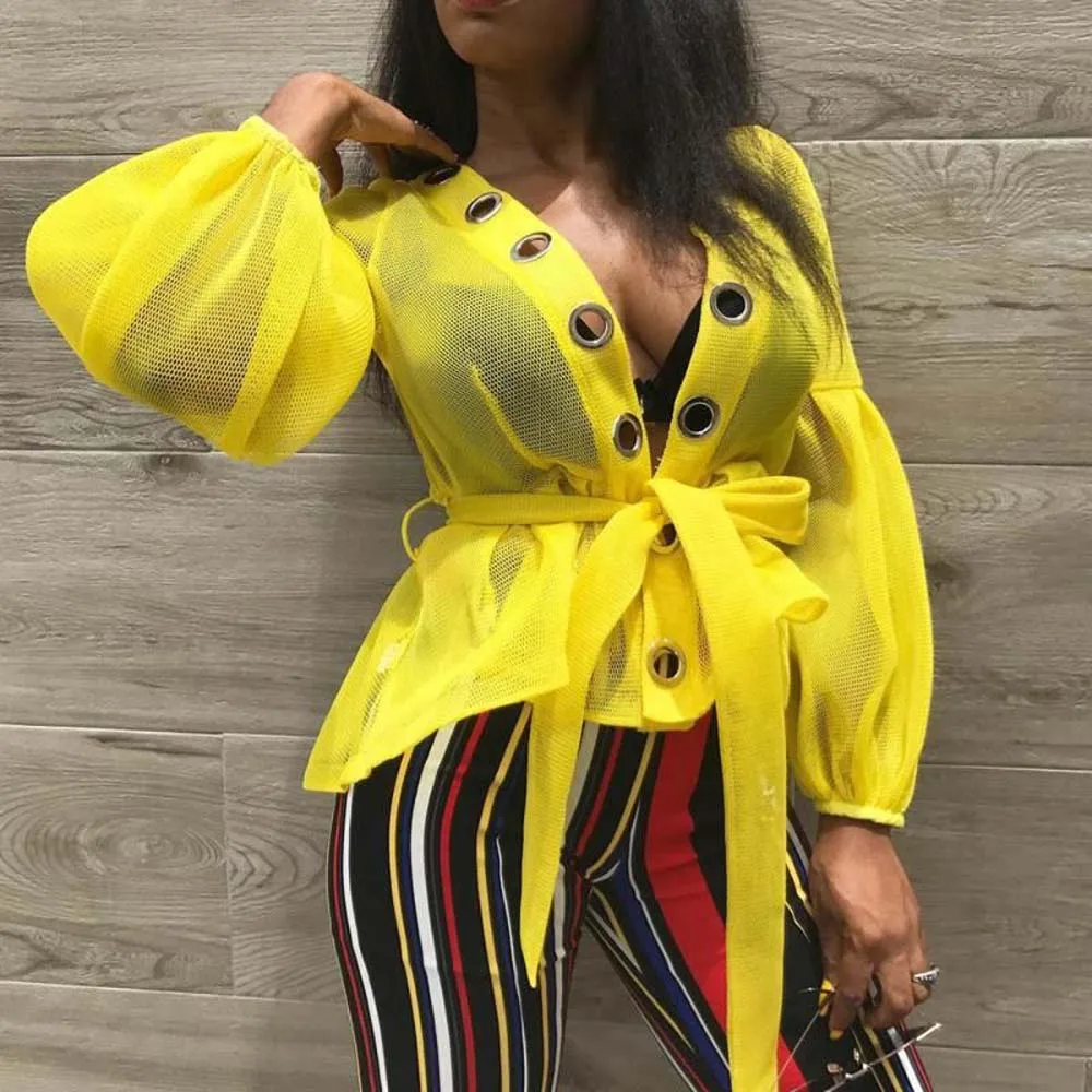 2022 Summer Yellow Blouse Fashion Lace Up Mesh With Eyelet Ladies Top Long Sleeve Fashion Office Lady Spring African
2022 Summer Yellow Blouse Fashion Lace Up Mesh With Eyelet Ladies Top Long Sleeve Fashion Office Lady Spring African