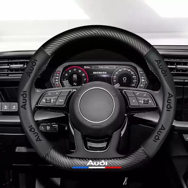 37-38cm Universal Auto Steering wheel cover Non-Slip Carbon Fiber for Audi Steering wheel cover A3 8P A4 B8 A5 A6 A7 Q3 Q5 Q7 Q8
37-38cm Universal Auto Steering wheel cover Non-Slip Carbon Fiber for Audi Steering wheel cover A3 8P A4 B8 A5 A6 A7 Q3 Q5 Q7 Q8
