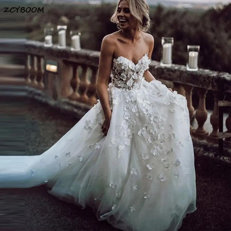 Boho White/Ivory A-Line Wedding Dresses 2023 Tulle 3D Flowers Appliqued Sweetheart Sleeveless Beach Bride Gowns Vestido De Noiva
Boho White/Ivory A-Line Wedding Dresses 2023 Tulle 3D Flowers Appliqued Sweetheart Sleeveless Beach Bride Gowns Vestido De Noiva