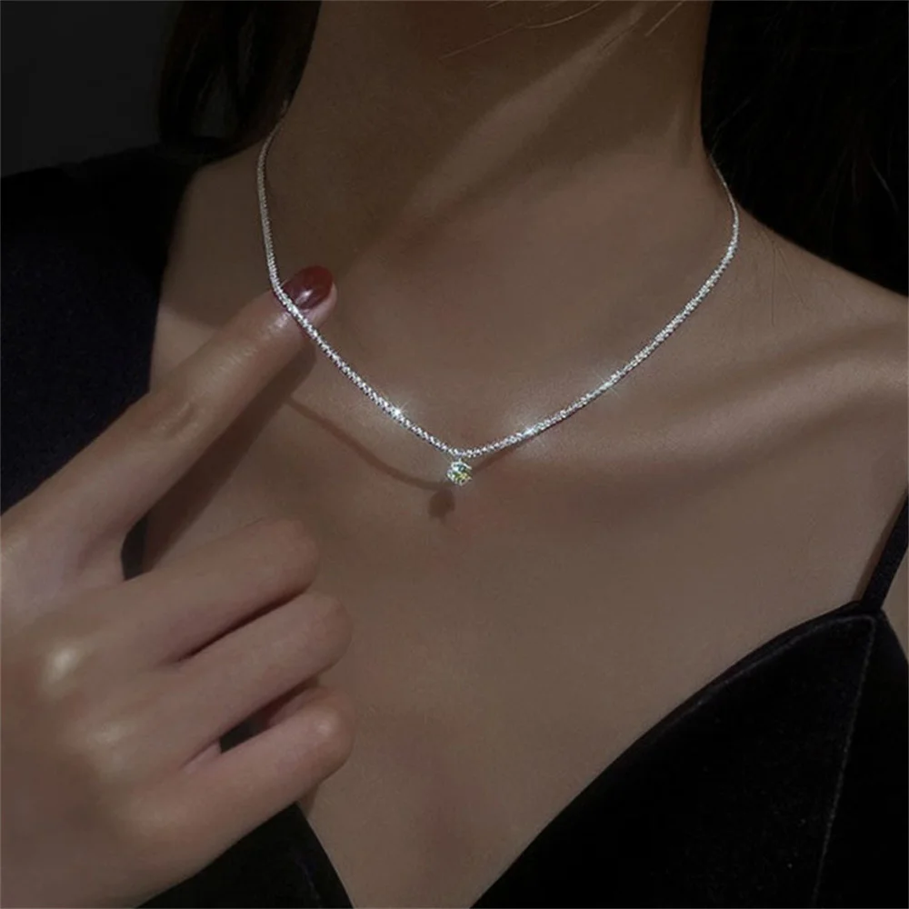 Fashion Women New Forest Flavor Vintage Style Green Pendant Zircon Necklace Women's Sparkling Clavicle Chain Necklace Jewelry
Fashion Women New Forest Flavor Vintage Style Green Pendant Zircon Necklace Women's Sparkling Clavicle Chain Necklace Jewelry