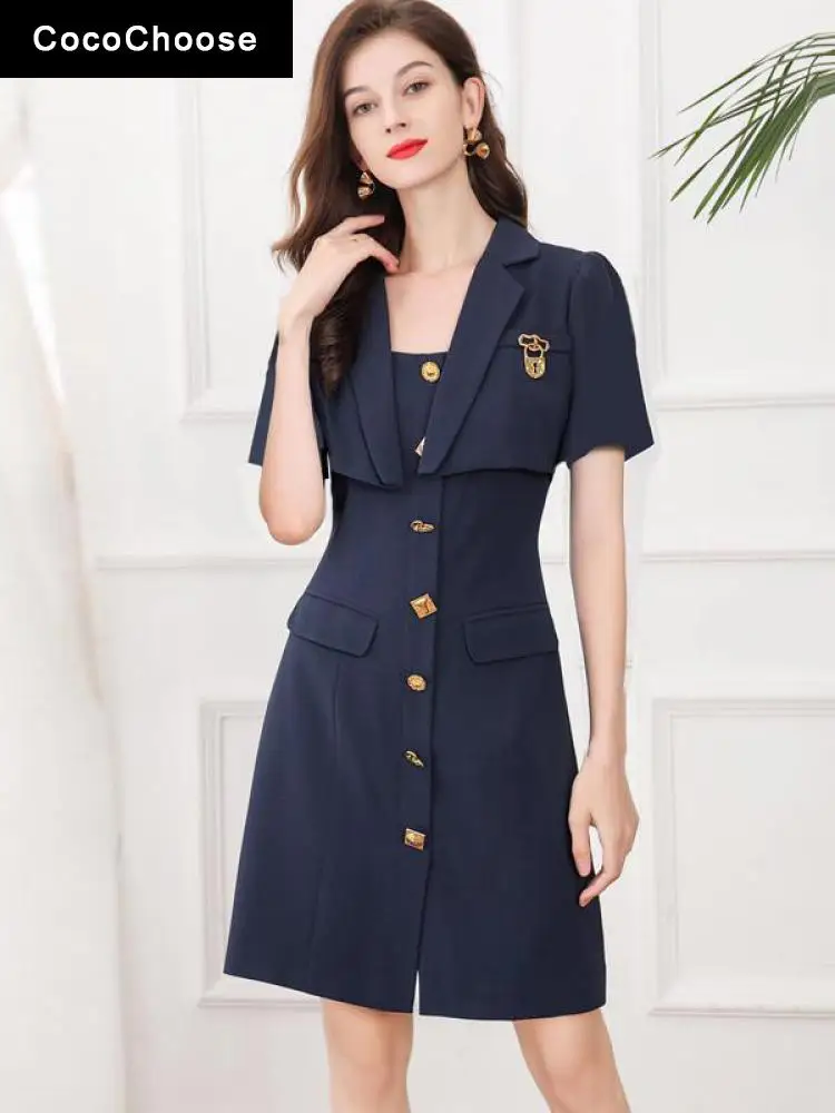 Elegant Women Summer Dress 2022 Runway Fashion New Office Lady Notched Collar Short Sleeve A-line Mini Dresses Vestidos Navy
Elegant Women Summer Dress 2022 Runway Fashion New Office Lady Notched Collar Short Sleeve A-line Mini Dresses Vestidos Navy