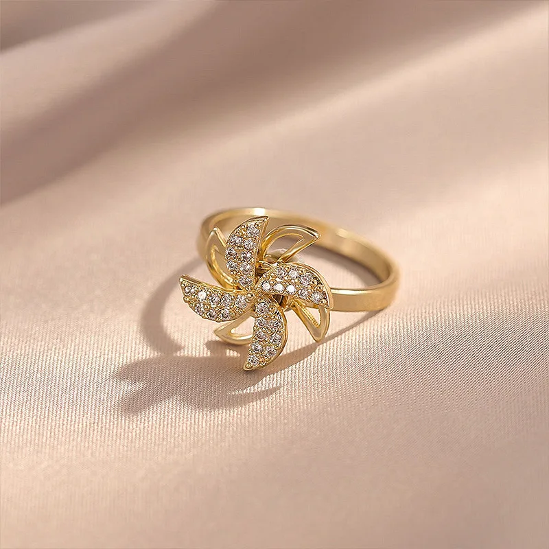 Rotating Windmill Ring Fashion Luxury Zircon Gold Woman's Ring Delicate Girl Uncommon Jewelry Gift Accessories Wholesale Bulk
Rotating Windmill Ring Fashion Luxury Zircon Gold Woman's Ring Delicate Girl Uncommon Jewelry Gift Accessories Wholesale Bulk