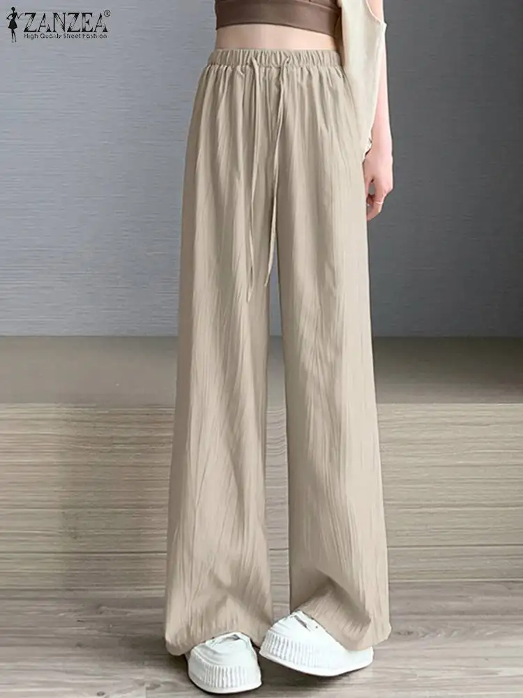 ZANZEA Summer Fashion Wide Leg Pant Woman Elastic Waist Lace-Up Trousers Femme Elegant Solid Color Pantalon Casual Holiday Pants
ZANZEA Summer Fashion Wide Leg Pant Woman Elastic Waist Lace-Up Trousers Femme Elegant Solid Color Pantalon Casual Holiday Pants