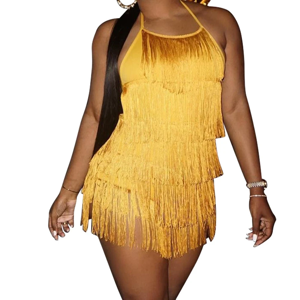 Sexy Tassel Halter Playsuit Women Clubwear Backless Jumpsuit Night Club Romper Sleeveless Party Evening Bodycon Jumpsuits Shorts
Sexy Tassel Halter Playsuit Women Clubwear Backless Jumpsuit Night Club Romper Sleeveless Party Evening Bodycon Jumpsuits Shorts