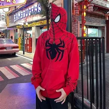 spider print full chain hooded sweater etro European and American trendy street jacket for men and