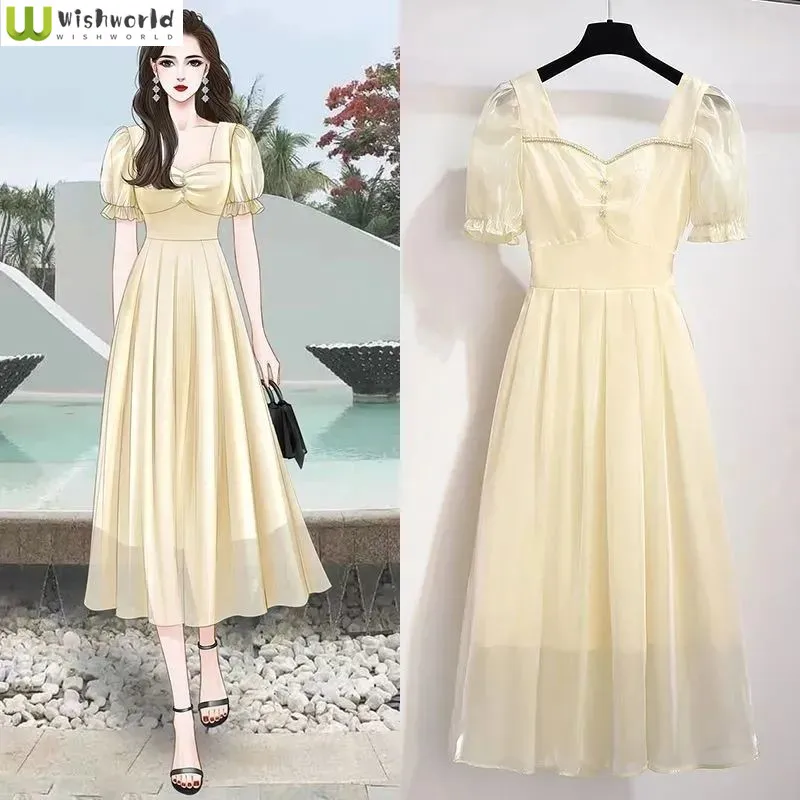 Large Summer Women's Dress 2022 New Waist Closing Temperament High-end French Bubble Sleeve Medium Length Skirt
Large Summer Women's Dress 2022 New Waist Closing Temperament High-end French Bubble Sleeve Medium Length Skirt